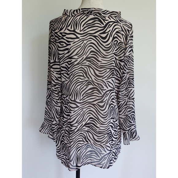 Victoria’s Secret Pink & Black Zebra Print Long Sleeve Pajama Top Sheer Size Med - Picture 4 of 14